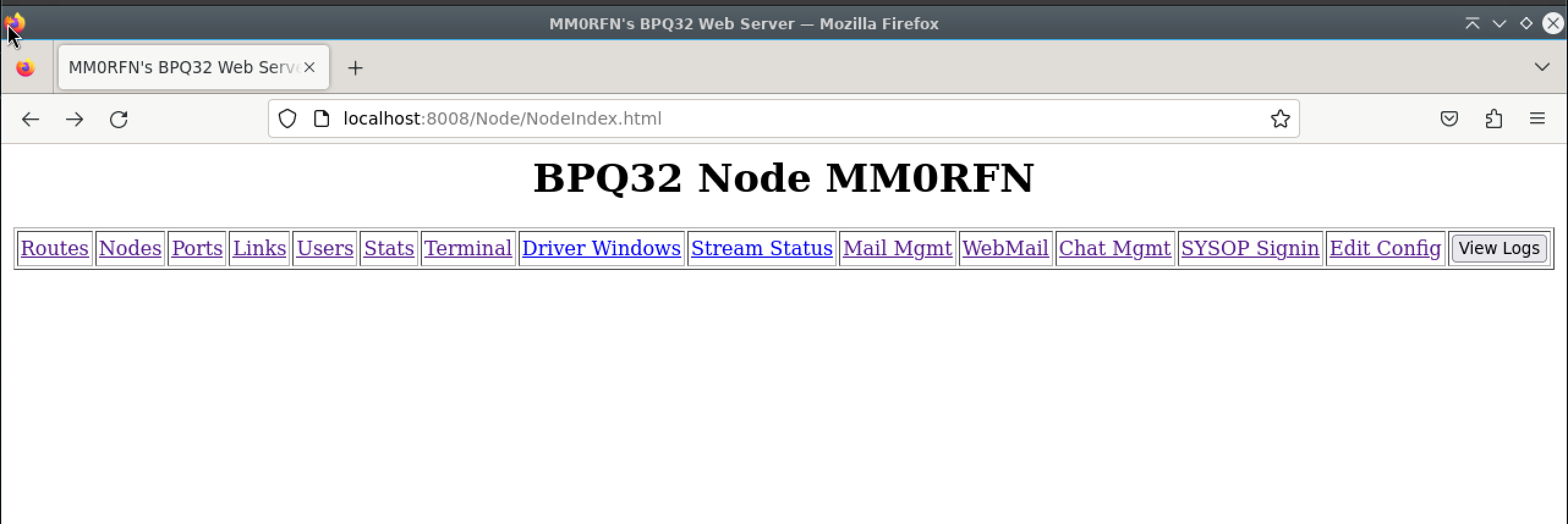 BPQ Node Main page